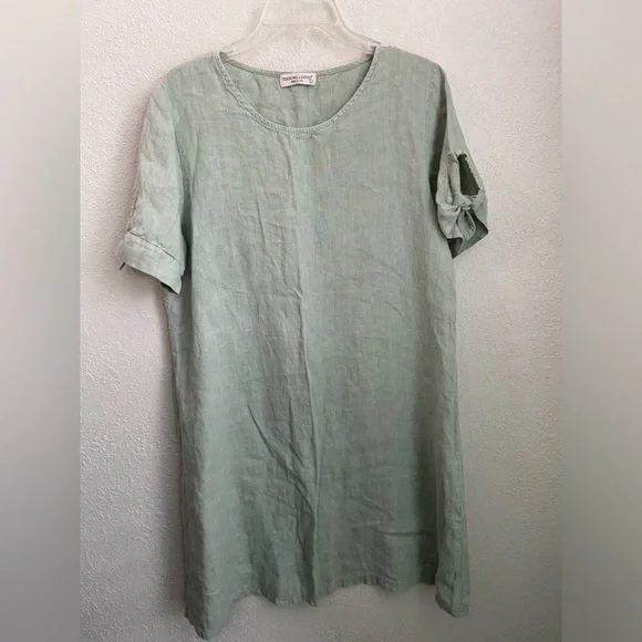 chinese dress ladies 3/4 Sleeve Long Linen Dress 3282 – Xiaolizi main image 1
